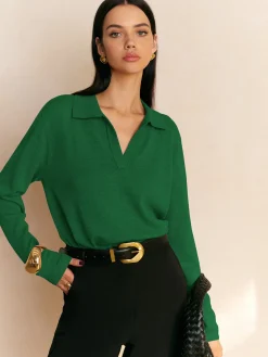 COMMENSE Leisure Collared Pullover Sweater* Sweater Tops|Sweaters & Cardigans