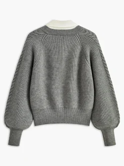 COMMENSE Leisure Contrast Collar Knit Top* Sweater Tops|Sweaters & Cardigans