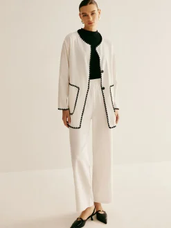 COMMENSE Leisure Embroidered Trim Wide-Leg Pants Set* Pants Sets|Matching Sets