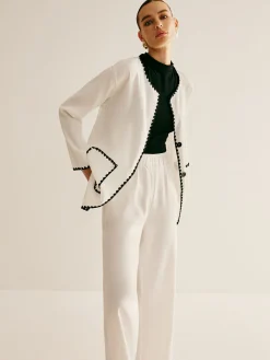 COMMENSE Leisure Embroidered Trim Wide-Leg Pants Set* Pants Sets|Matching Sets