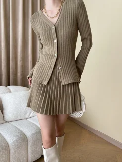 COMMENSE Leisure Long Sleeve Two Piece Skirt Set* Skirt Sets|Long Sleeve Sets