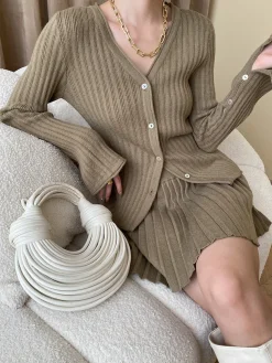 COMMENSE Leisure Long Sleeve Two Piece Skirt Set* Skirt Sets|Long Sleeve Sets