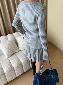 COMMENSE Leisure Long Sleeve Two Piece Skirt Set* Skirt Sets|Long Sleeve Sets