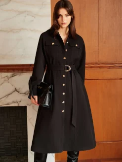 COMMENSE Leisure Metal Detail Belted Coat* Outerwear|Coats
