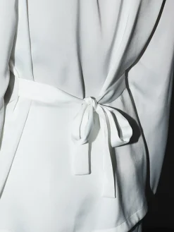 COMMENSE Leisure Oversized Satin Tie Back Shirt* Blouses & Shirts|Matching Sets