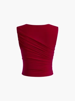 COMMENSE Leisure Pleated Sleeveless Tank Top* Tank Tops & Camis|Tops