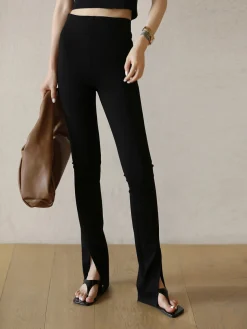 COMMENSE Leisure Slit Straight Leg Pants* Pants|Knitwear