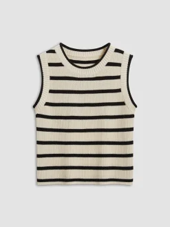 COMMENSE Leisure Stripe Knit Crop Top* Sweater Vests|Sweaters & Cardigans