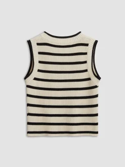 COMMENSE Leisure Stripe Knit Crop Top* Sweater Vests|Sweaters & Cardigans