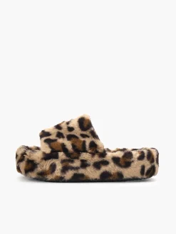 COMMENSE Leopard Fuzzy Platform Slippers* Shoes|Accessories