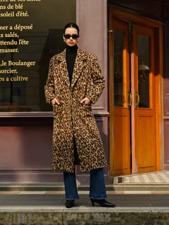 COMMENSE Leopard Pockets Long Wool Coat* Outerwear|Coats