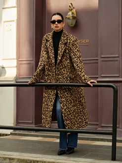 COMMENSE Leopard Pockets Long Wool Coat* Outerwear|Coats
