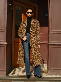 COMMENSE Leopard Pockets Long Wool Coat* Outerwear|Coats