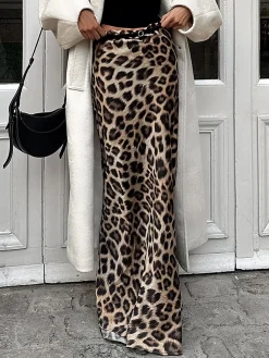 COMMENSE Leopard Print Slim Maxi Skirt* Skirts|Bottoms