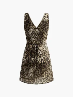 COMMENSE Leopard Print V-Neck Sleeveless Dress* Dresses