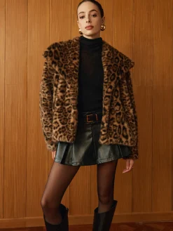 COMMENSE Leopard Printed Faux Fur Warm Coat* Outerwear|Coats
