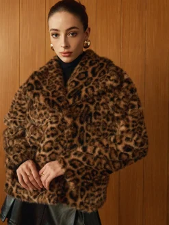 COMMENSE Leopard Printed Faux Fur Warm Coat* Outerwear|Coats