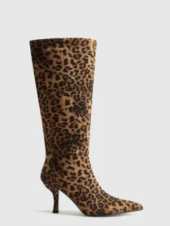 COMMENSE Leopard Printed Knee-High Zipper Boots* Shoes|Accessories