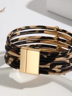 COMMENSE Leopard Printed Magnet Clasp Bracelet* Rings & Bracelets|Accessories