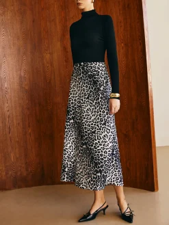 COMMENSE Leopard Printed Midi Skirt* Skirts|Bottoms
