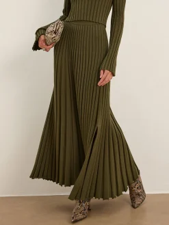 COMMENSE Lettuce Trim Pleated Sweater Skirt* Skirts|Knitwear