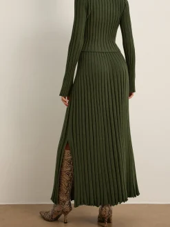 COMMENSE Lettuce Trim Pleated Sweater Skirt* Skirts|Knitwear