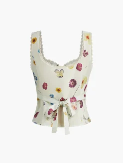 COMMENSE Lettuce Trim Print Tank Top* Tank Tops & Camis|Tops