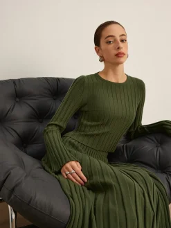 COMMENSE Lettuce Trim Ribbed Crop Sweater* Sweater Tops|Sweaters & Cardigans