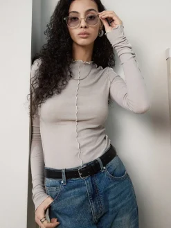 COMMENSE Lettuce Trim Skinny Jersey Top* T-shirts|Tops