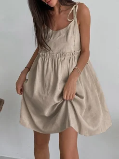 COMMENSE Levanzo Tied Shoulder Short Dress* Vacation Dresses|Summer Dresses