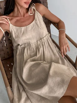 COMMENSE Levanzo Tied Shoulder Short Dress* Vacation Dresses|Summer Dresses