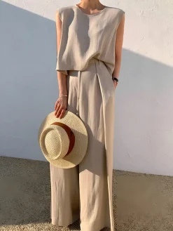 COMMENSE Linen Blends Casual Pants Set* Pants Sets|Matching Sets