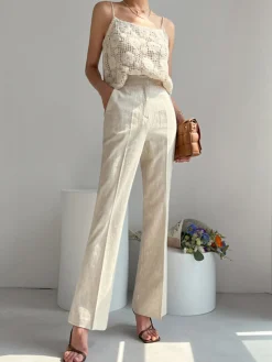 COMMENSE Linen Blends Straight Leg Pants* Pants|Bottoms