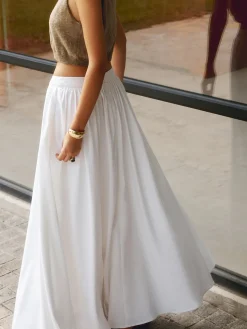 COMMENSE Linen Pleated Maxi Skirt* Skirts|Matching Sets