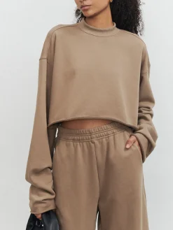 COMMENSE Live It Up Crop Sweatshirt* Sweater Tops|Long Sleeve Sets
