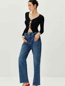 COMMENSE Long Sleeve Button Sweater* Sweater Tops|Sweaters & Cardigans