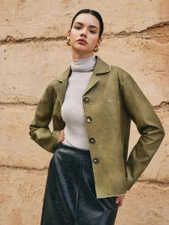 COMMENSE Loose PU Leather Straight Jacket* Outerwear|Jackets