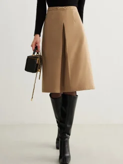 COMMENSE Magnet Closure Pockets Pleated Skirt* Skirts|Bottoms