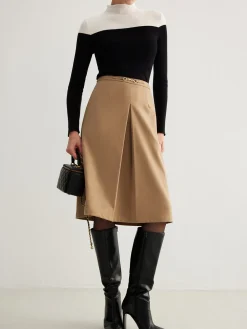 COMMENSE Magnet Closure Pockets Pleated Skirt* Skirts|Bottoms