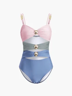 COMMENSE Maillard Metal Detail One Piece Swimsuit* Swimwear|Tops