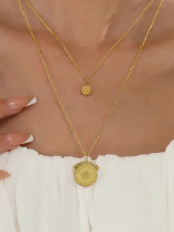 COMMENSE Mandala Double Layer Pendant Necklace* Necklaces|Accessories