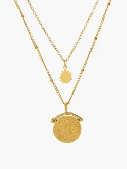 COMMENSE Mandala Double Layer Pendant Necklace* Necklaces|Accessories