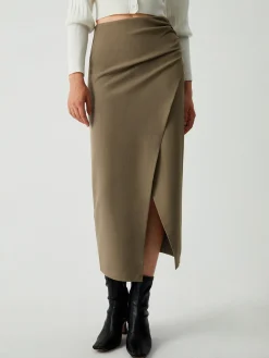 COMMENSE Maple Wrap Slit Midi Skirt* Skirts|Bottoms