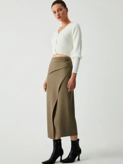 COMMENSE Maple Wrap Slit Midi Skirt* Skirts|Bottoms