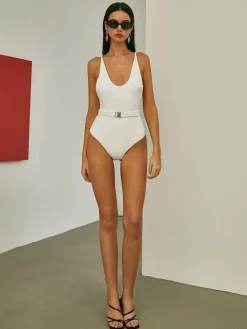 COMMENSE Marshmallow Belted One Piece Swimsuit* Swimwear|Tops