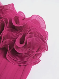 COMMENSE Mesh Rosette Tube Pleat Short Dress* Black Dresses|Cocktail & Party Dresses