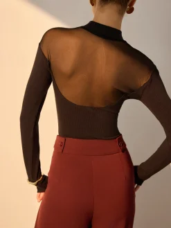 COMMENSE Mesh-Detail Sweetheart Slim Top* T-shirts|Tops