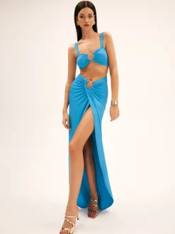 COMMENSE Metal Decor Split Split Skirt Set* Skirt Sets|Long Sleeve Sets