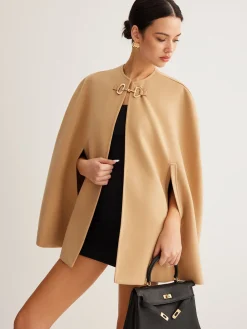 COMMENSE Metal Detail Plain Tweed Cloak* Outerwear|Outerwear