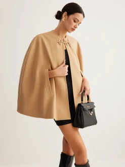 COMMENSE Metal Detail Plain Tweed Cloak* Outerwear|Outerwear